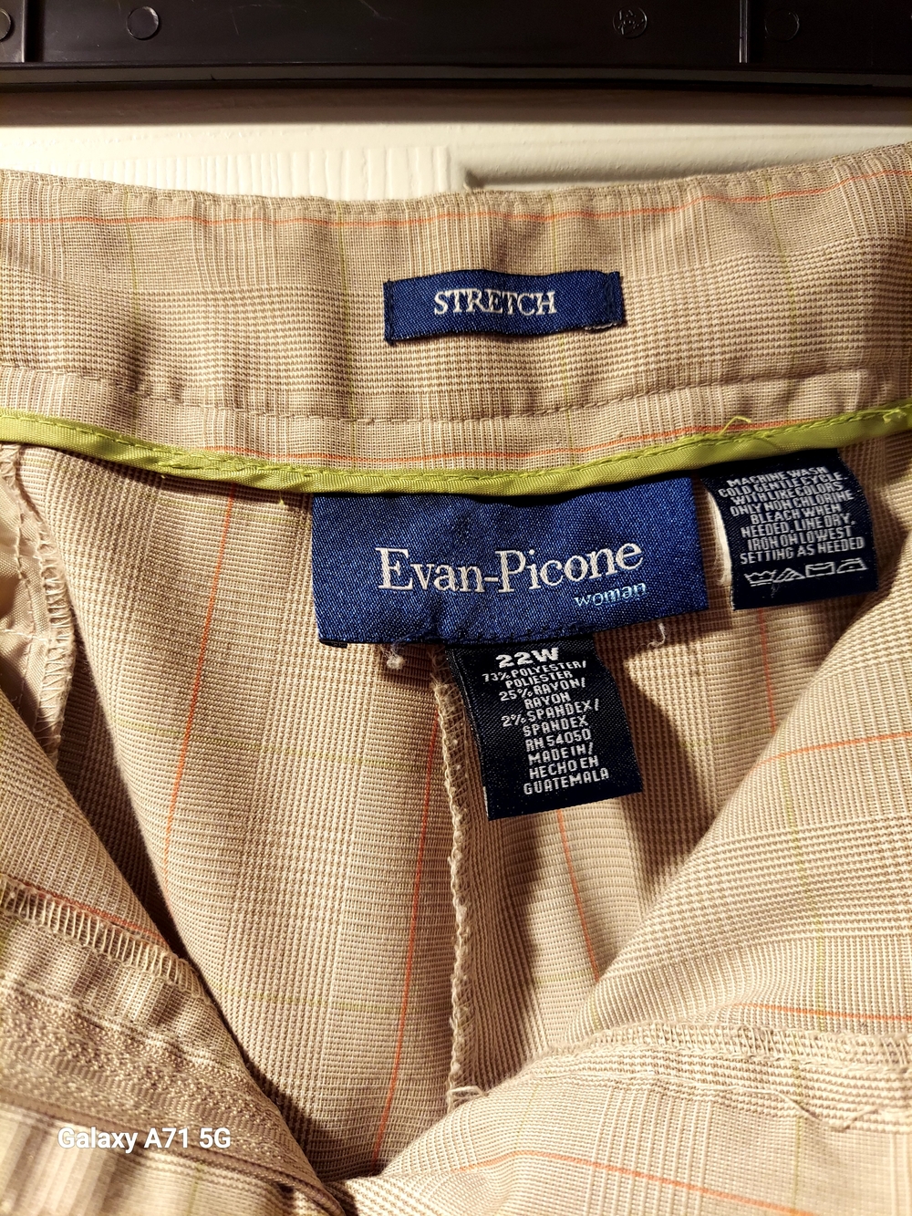 Evan Picone Beige Pants with Subtle Orange Pinstripe